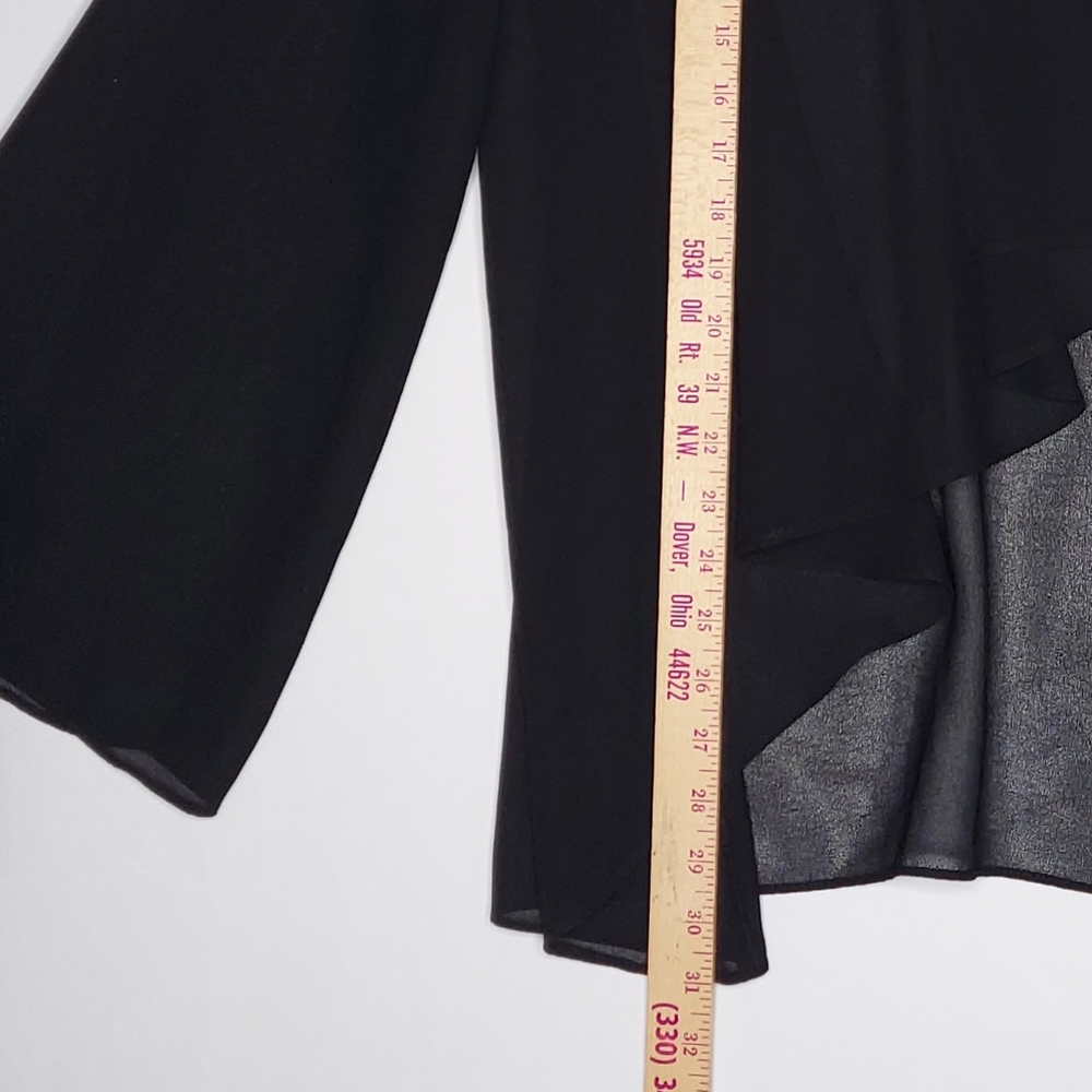 Christie California 90s Vtg Chiffon Cardigan Shrug Women 22 Black Open Long Slv - Picture 3 of 7